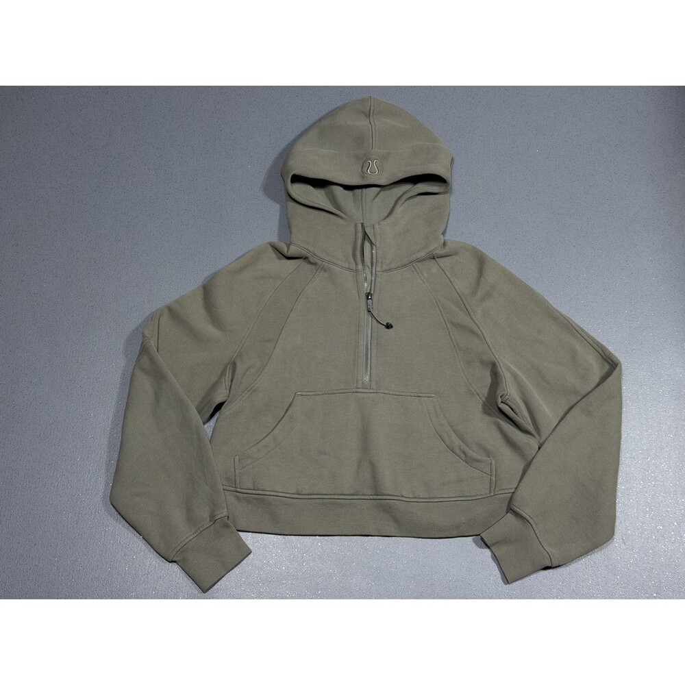 Lululemon Scuba Sage Gray 1/2 Zip Pullover Hoodie Fleece Women's Size M/L